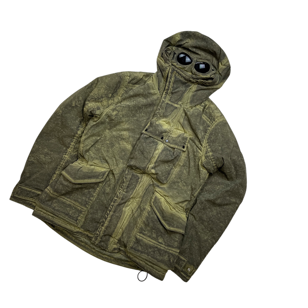 CP Company Khaki Nycra Recolour Goggle Jacket - Medium