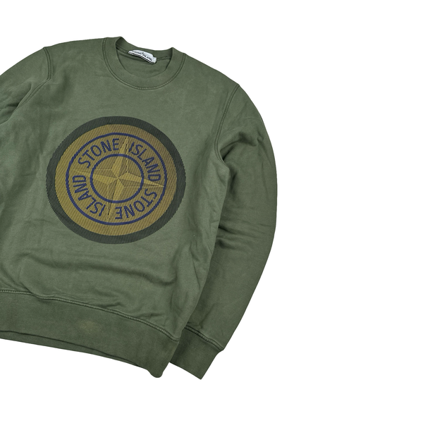 Stone Island 2021 Green 3D Rubber Logo Sweatshirt - Small