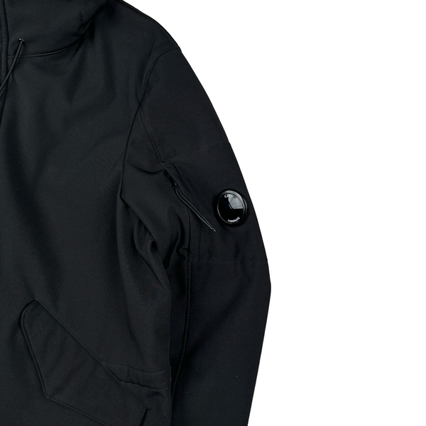 CP Company Black Fleece Lined Long Soft Shell Lens View Jacket - XL
