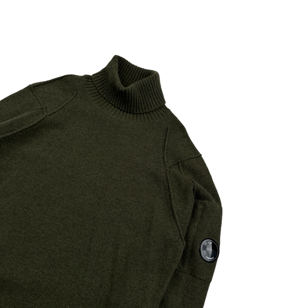 CP Company Forest Green Thick Wool Roll Neck Knit - Medium