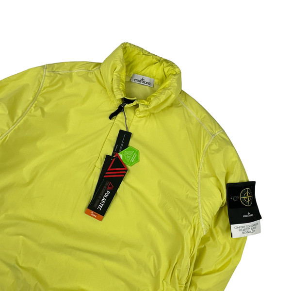 Stone Island 2022 Neon Yellow Comfort Tech Composite Polartec Pullover - Large