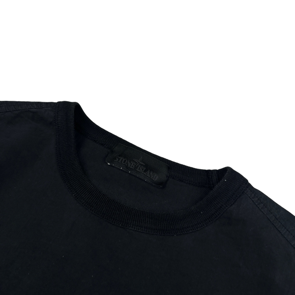 Stone Island 2019 Black Ghost Piece Resin Cotton Crewneck - Small