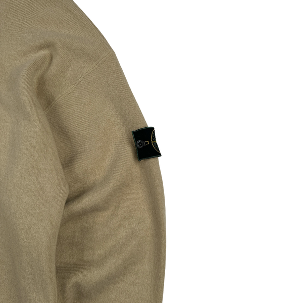 Stone Island 1995 Heavyweight Beige Green Edge Mock Neck Pullover Jumper - XXL