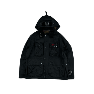 CP Company x Barbour Black Multi Pocket 500 Mille Waxed Jacket - Small