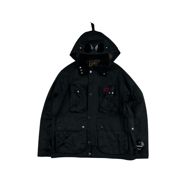 CP Company x Barbour Black Multi Pocket 500 Mille Waxed Jacket - Small