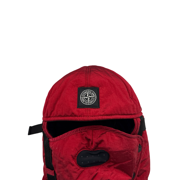 Stone Island 2022 Red Econyl Nylon Metal Face Cover Hat - Large