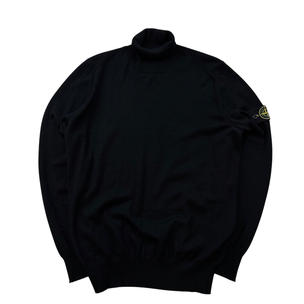 Stone Island 2019 Black Roll Neck Knit Jumper - Large