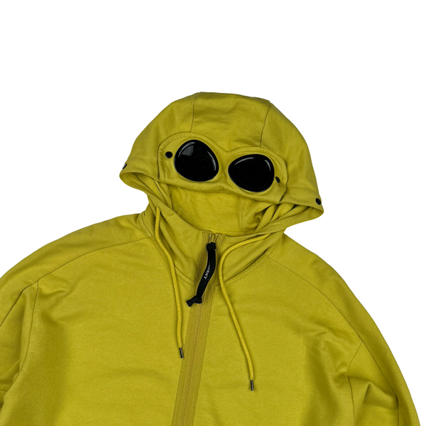 CP Company Mustard Yellow Cotton Goggle Hoodie - Medium
