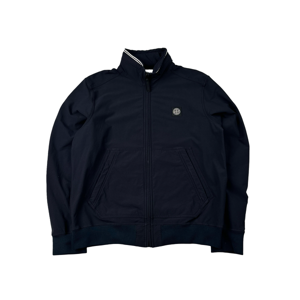 Stone Island 2014 Navy Soft Shell Compass Patch Zipped Bomber Jacket - XXL