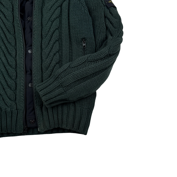 Stone Island 2016 Green President Knit Dutch Rope Zipped Jumper - Small