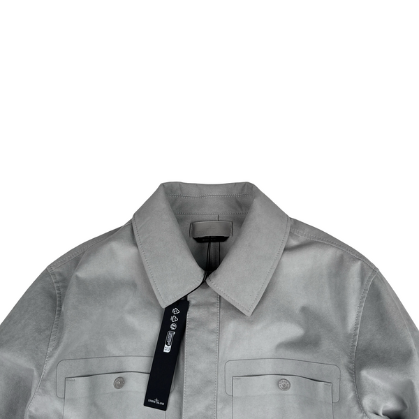 Stone Island 2025 Grey Alcantara Suede Ghost Piece Overshirt Jacket - Large