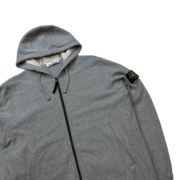 Stone Island 2020 Light Grey Zipped Cotton Hoodie - XL