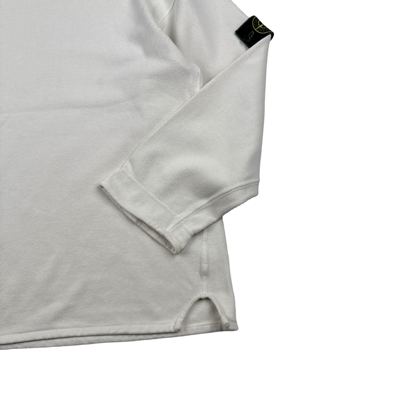 Stone Island Marina Vintage Green Edge White Mock Neck Jumper - XL