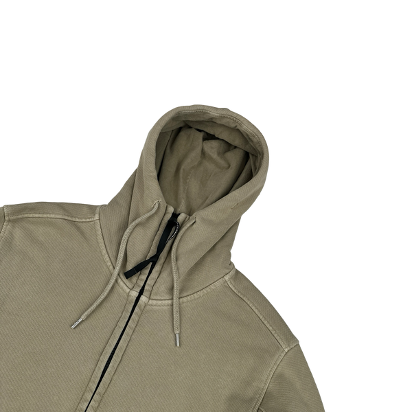CP Company Beige Lens Viewer Zipped Hoodie - Small