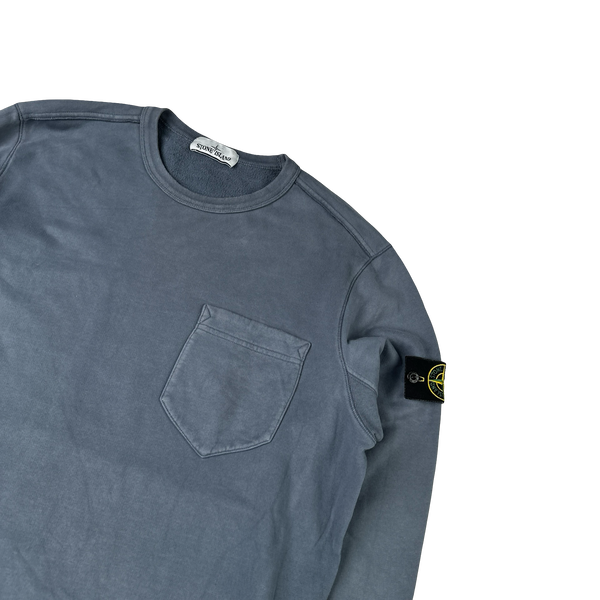Stone Island 2019 Blue Cotton Crewneck - Large