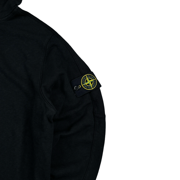 Stone Island 2024 Black Buttoned Neck Pullover Hoodie - Small