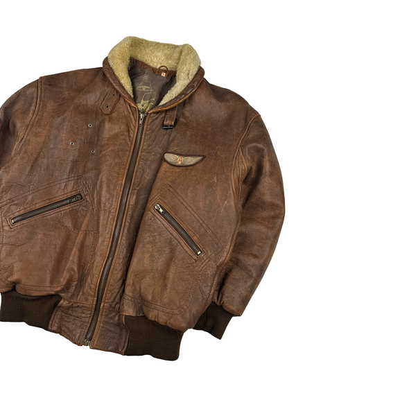 Leather Vintage Flight Dakota Shearling Bomber Jacket - Small