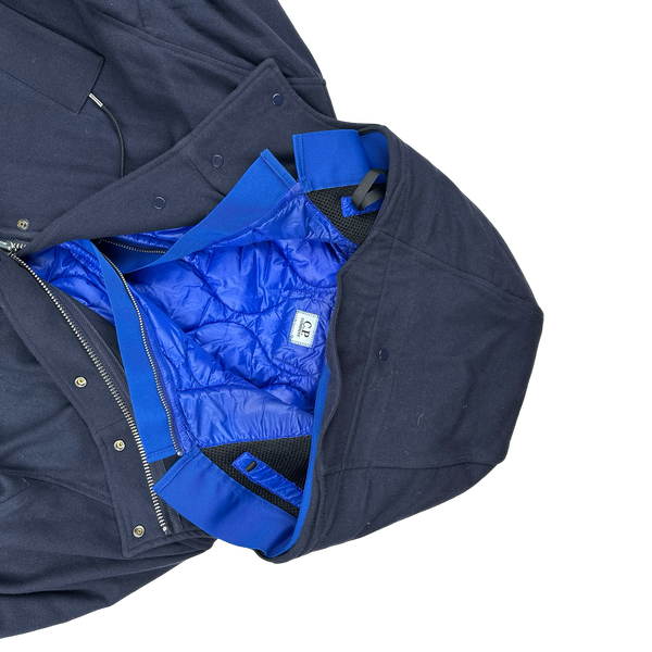 CP Company Navy Nycra Dual Layer Quilted Liner Parka Jacket - Large