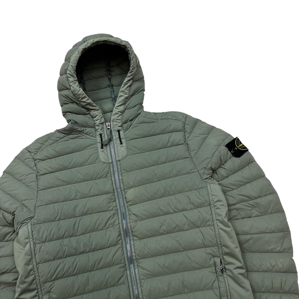 Stone Island Green Loom Down Woven Puffer Jacket - Medium