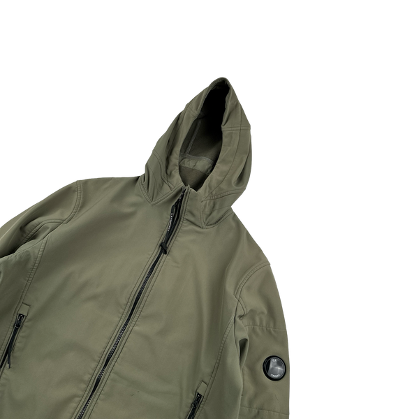 CP Company Khaki Green Fleece Lined Soft Shell Jacket - Large