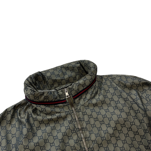 Gucci Monogram Zipped Silk Jersey Lined Jacket - Medium
