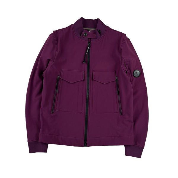 CP Company Purple Fleece Lined Soft Shell Bomber Jacket - Large