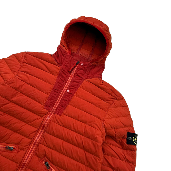 Stone Island Red Loom Woven Down Chambers Stretch Nylon Jacket - Large