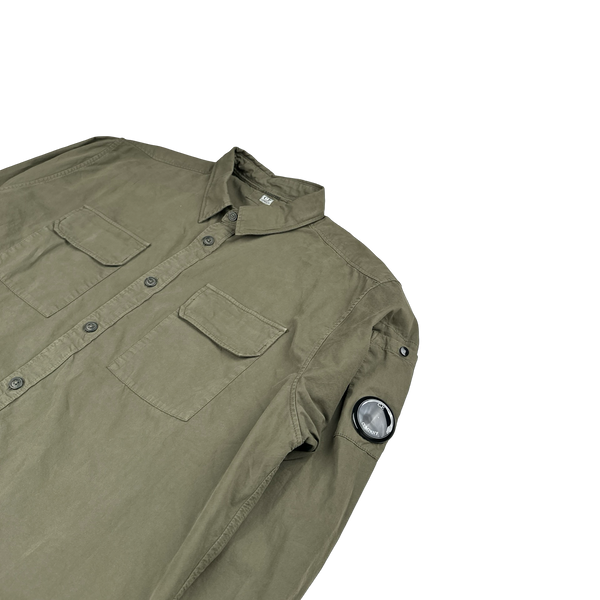 CP Company Khaki Buttoned Lens Viewer Overshirt - Large
