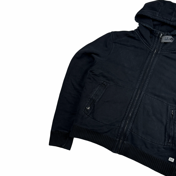 CP Company Navy Gilet Lining Cotton Zip Up Hoodie - Medium