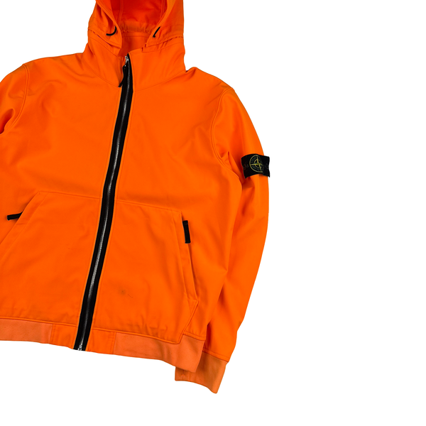 Stone Island 2019 Neon Orange Light Soft Shell R Jacket - Large