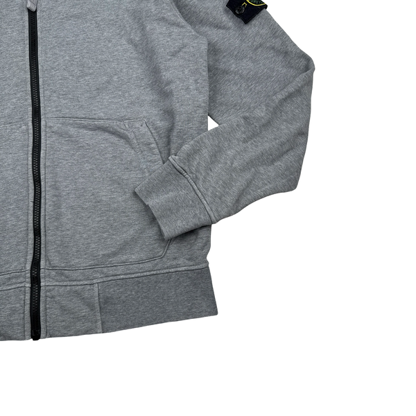 Stone Island Grey Cotton Zipped Hoodie - Medium