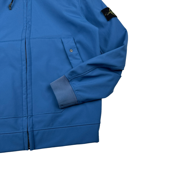 Stone Island Blue Soft Shell R Hooded Jacket - Medium