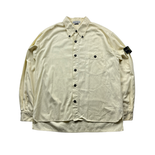 Stone Island 1997 Eggshell Ribbed Green Edged Overshirt - XL