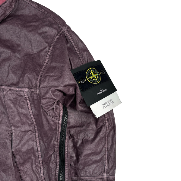 Stone Island 2025 Raw Linen Plated OVD Purple Zipped Jacket - Medium