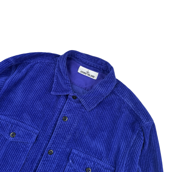 Stone Island 2021 Blue Thick Jumbo Corduroy Overshirt - Large