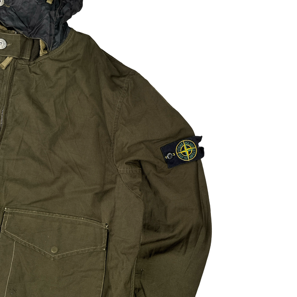 Stone Island Vintage 1996 Khaki Nylon Hood Multi Pocket Jacket - Large