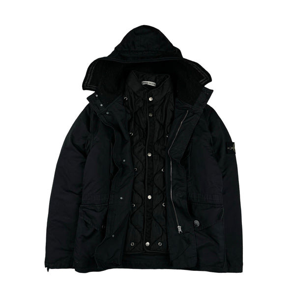 Stone Island 2007 Black David TC Hooded Multipocket Jacket - Large
