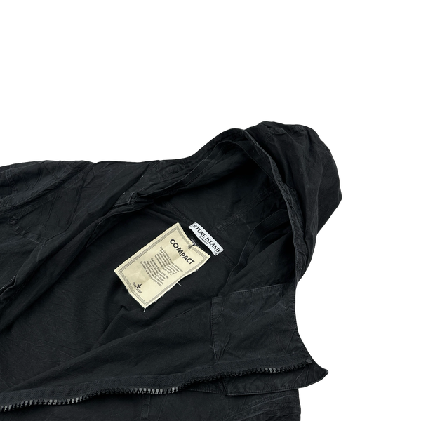 Stone Island 2005 Black Cotton Compact Hooded Jacket - Large