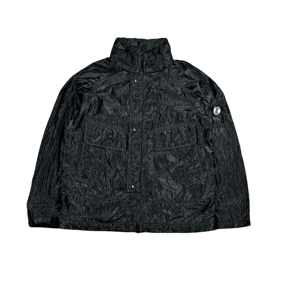 CP Company Black Garment Dyed Nylon Kan D Shell Jacket - Small