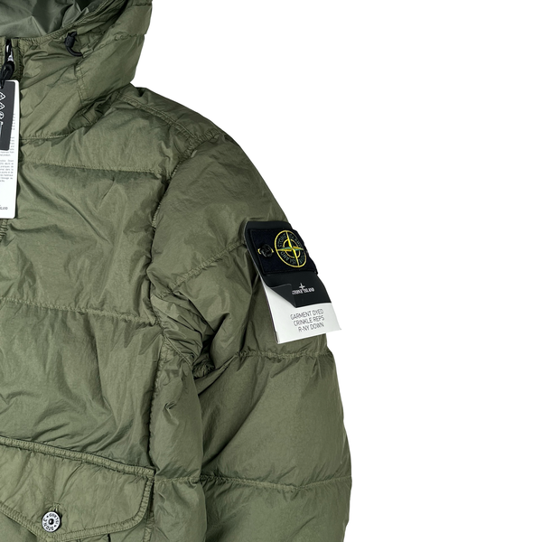 Stone Island 2024 Green Crinkle R-NY Down Puffer Jacket - Small
