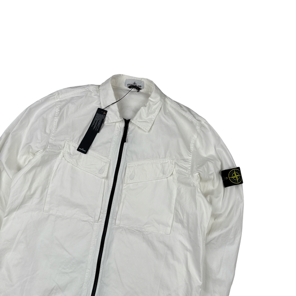 Stone Island 2022 White Brushed Cotton Zipped Overshirt - XL