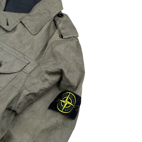 Stone Island 2006 Brown Lino Flax Collared Jacket - Medium
