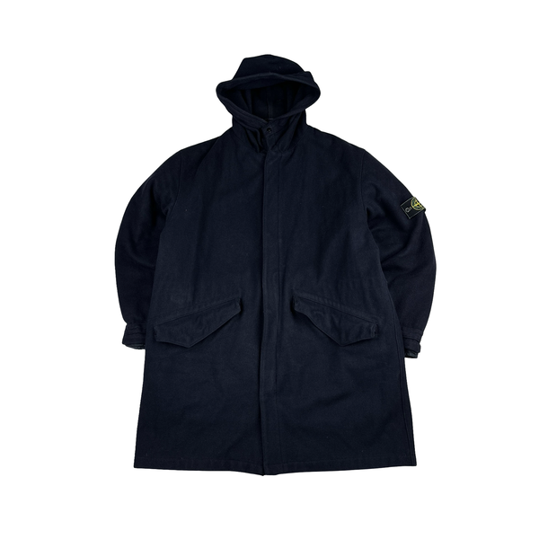 Stone Island Vintage Navy 1998 Wool Blend Dutch Rope Lined Coat - XL