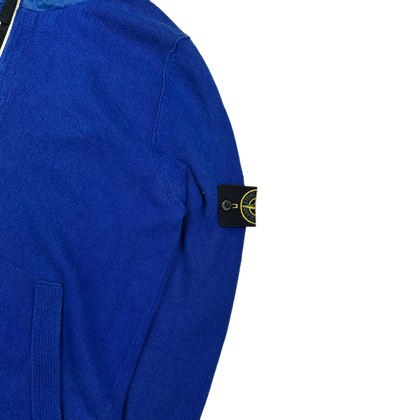 Stone Island 2012 Blue Cotton Knit Mussola Hood Zipped Hoodie - Medium