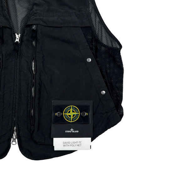 Stone Island 2024 Black David Light-TC Poly Net Gilet - Large