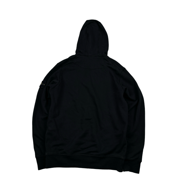 Stone Island 2023 Black Cotton Pullover Hoodie - Large