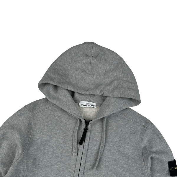 Stone Island 2019 Light Grey Zipped Cotton Hoodie - Small