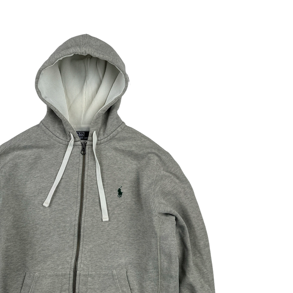 Ralph Lauren Grey Thick Cotton Zipped Hoodie - Medium