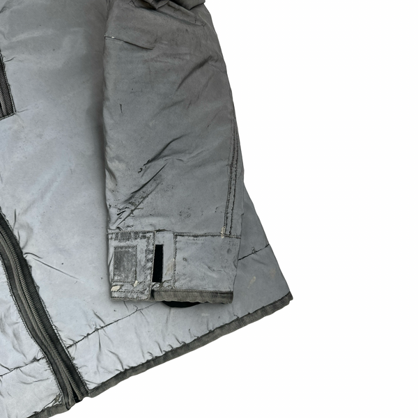Stone Island Silver Liquid Reflective Fleece Lined Jacket - Large