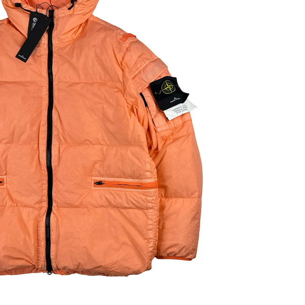 Stone Island 2022 Salmon Pink Crinkle R-NY Down Puffer Jacket - XL/XXL/3XL
